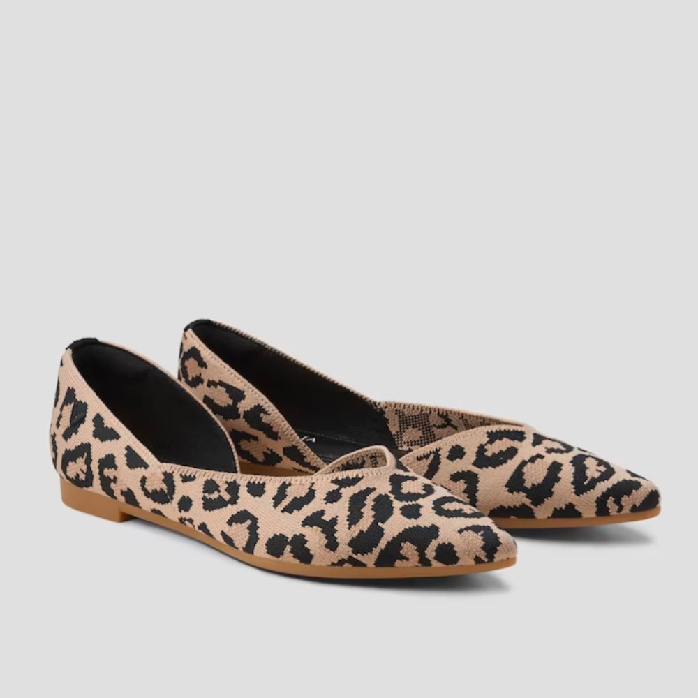 VIVAIA Melia Dark Leopard Print Pointed Toe Flats - Size 40.5 (US 9-9.5)